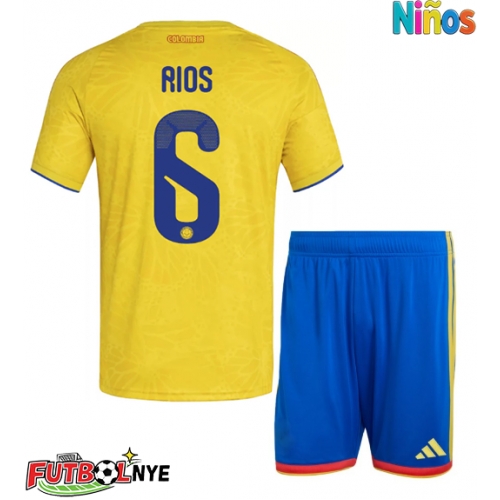 Camiseta Colombia Richard Rios #6 Primera Equipación para niños Mundial 2026 manga corta (+ pantalones cortos)